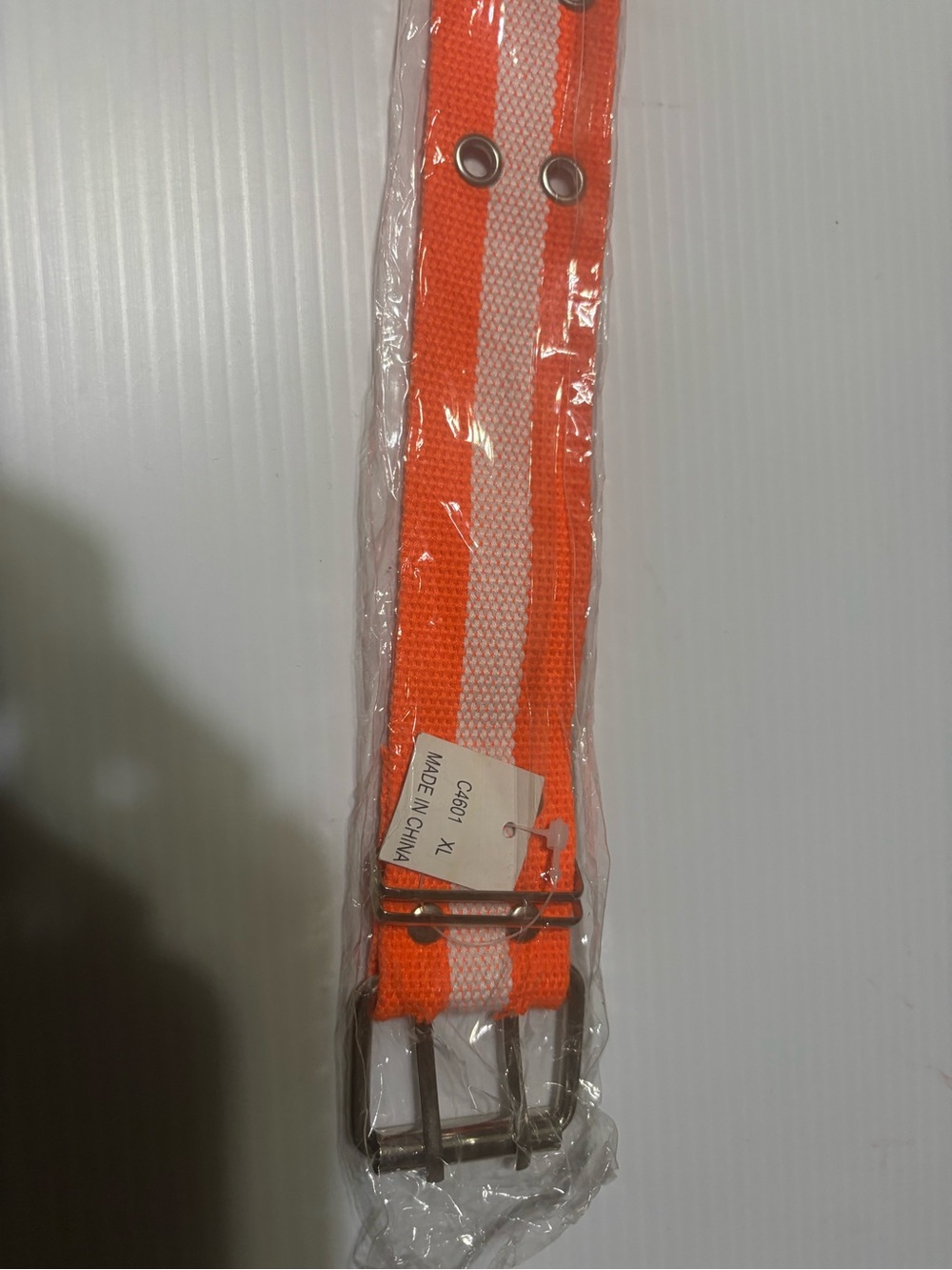 Kids Orange and White Striped Canvas Belt - Unbranded